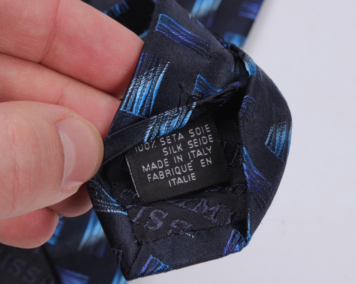 Designer × Missoni × Vintage MISSONI Cravatte Vintage Blue Geometric Silk Tie Size ONE SIZE - 9 Thumbnail