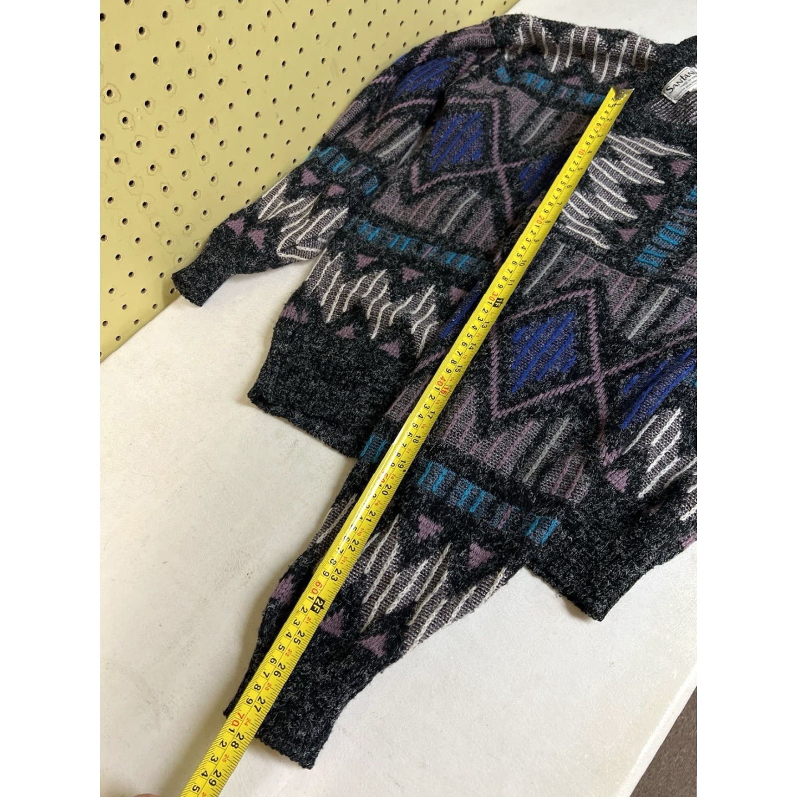 Vintage VINTAGE Santana Cardigan Geometric Pattern Long Sleeve Button V-Neck Mens M Blue 80s Size US M / EU 48-50 / 2 - 5 Thumbnail