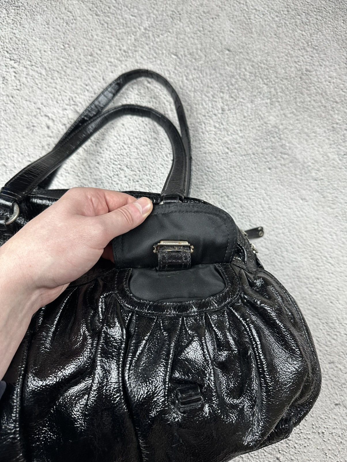 Moschino Moschino Black Patent Shoulder Bag Luxury Distressed Y2K SK8 Size ONE SIZE - 8 Thumbnail