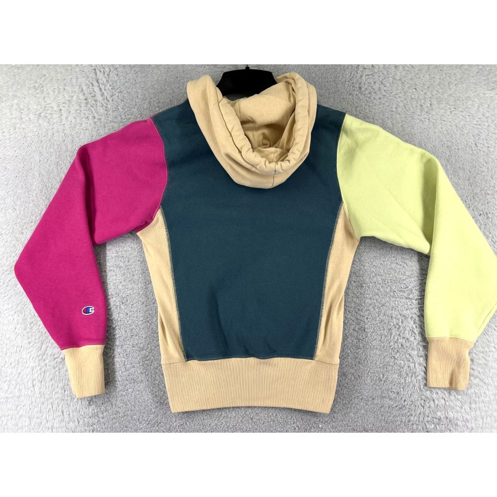 Champion Champion Reverse Weave Hoodie Colorblock Beige XS Adult Mens Long Sleeve Pullover Reversible Logo Weave Fashion Sweatshirt Size US XS / EU 42 / 0 - 2 Thumbnail