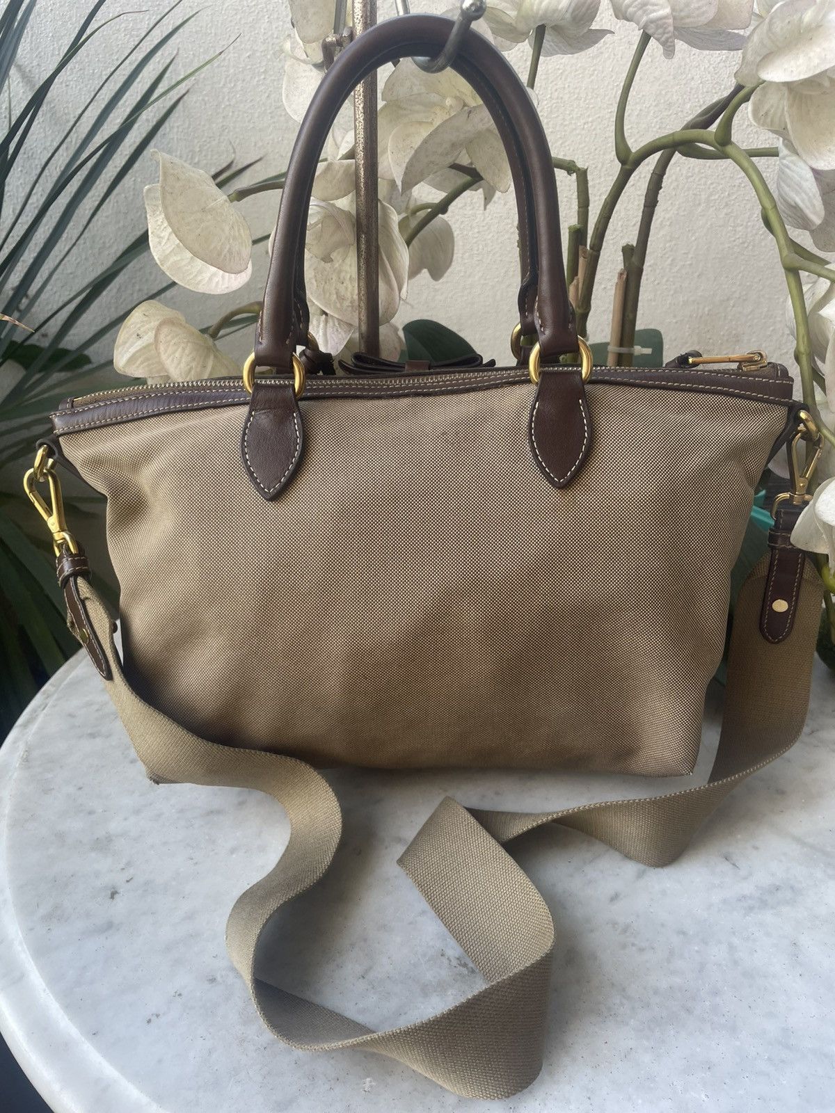 Prada Prada Logo Jacquard Canvas and Leather Handbag Size ONE SIZE - 2 Thumbnail