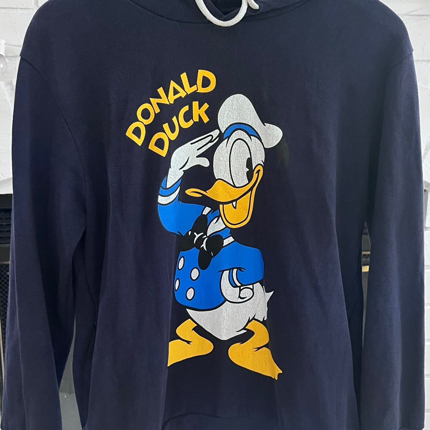 Disney Donald Duck Printed Logo Drawstring Pocketed Hoodie Size ONE SIZE - 3 Thumbnail