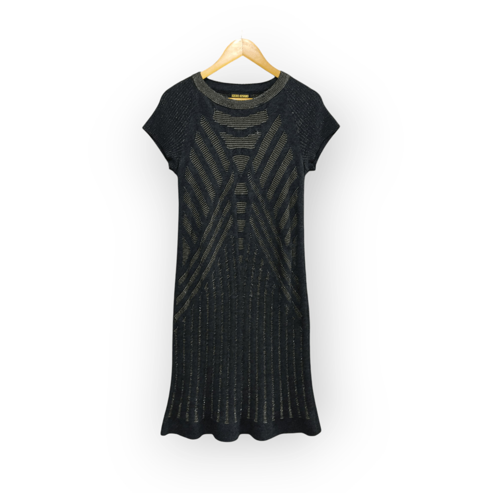 Beauty Beast × Designer × Hiroko Koshino Homme HIROKO KOSHINO Premier Elegant Black Gold Shimmer Dress Size M / US 6-8 / IT 42-44 - 2 Thumbnail
