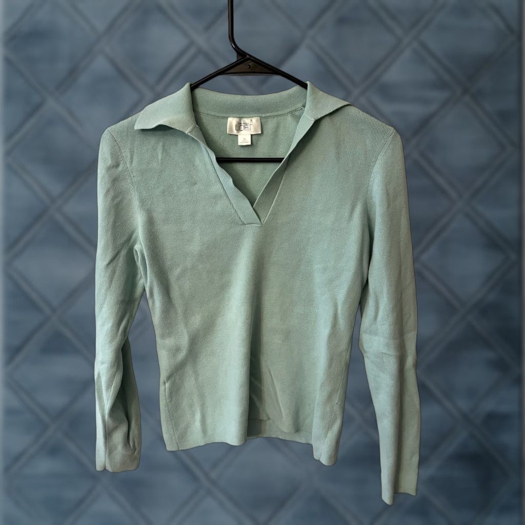 Loft VINTAGE LOFT POLO Sweater XS Blue Oversized w/V-neck Größe XS Pullover Knit Ladies Size XS / US 0-2 / IT 36-38 - 1 Thumbnail