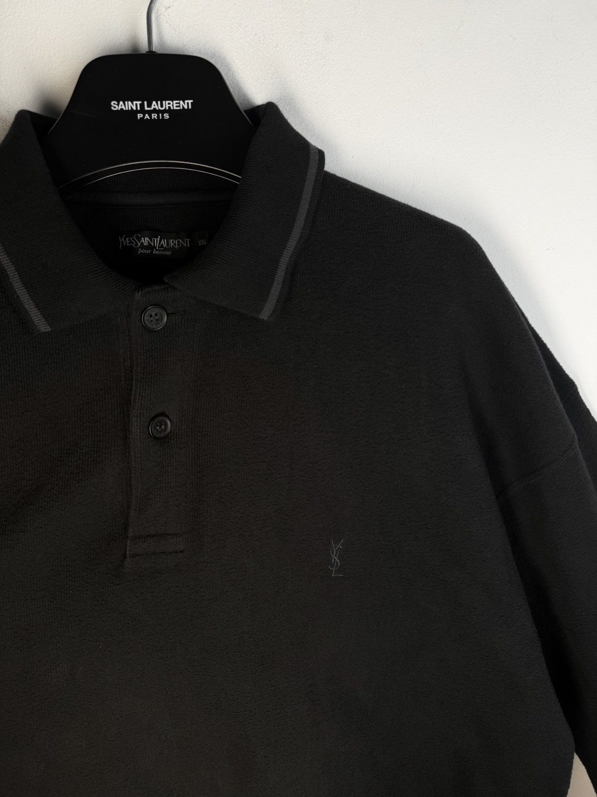 Yves Saint Laurent 90s YSL Sweatshirt 1/4 Black Vintage Quarter Zip Sweater Size US XXL / EU 58 / 5 - 18 Thumbnail