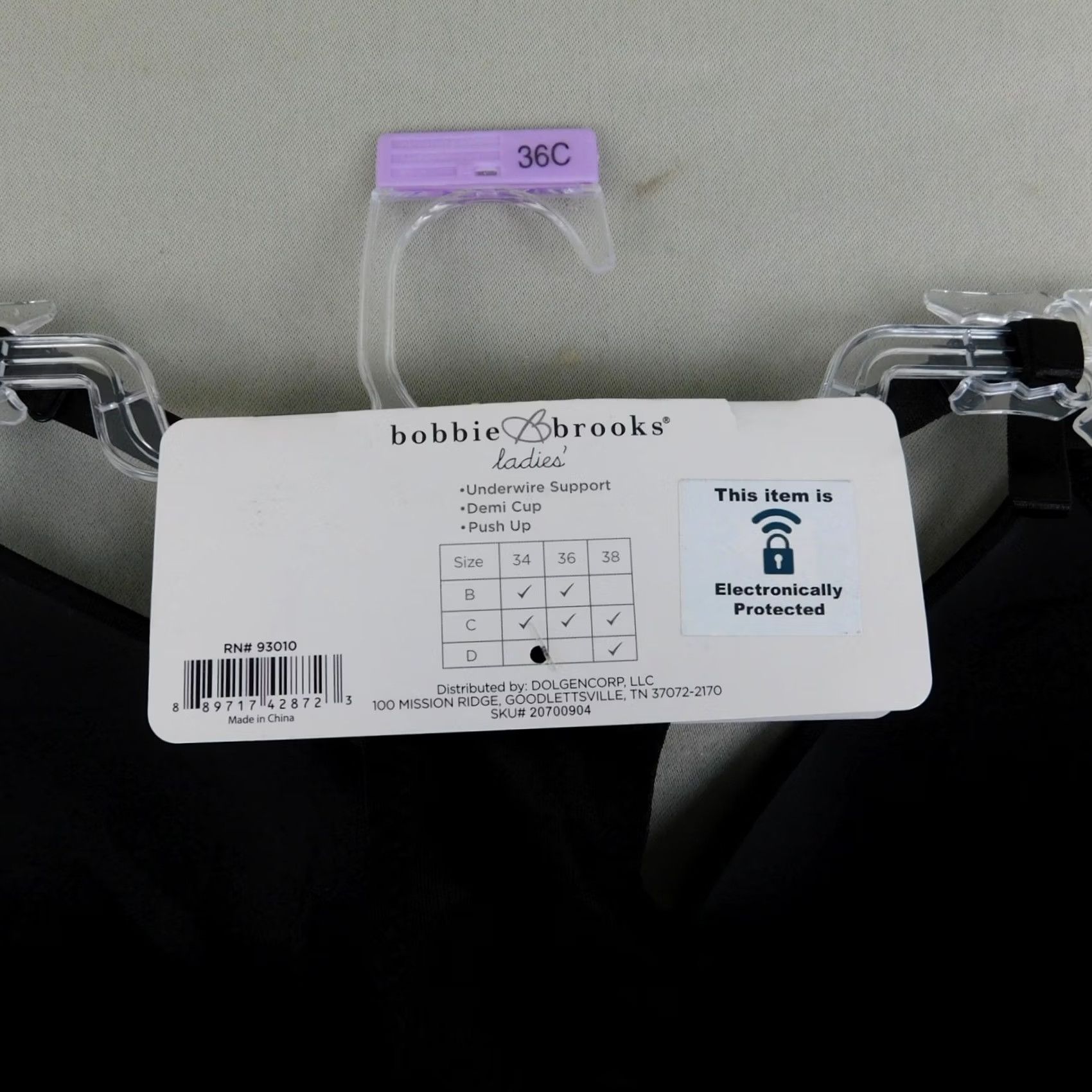 Vintage Bobbie Brooks Bra Push-Up Underwire 36C Black Microfiber Racerback Women Size ONE SIZE - 5 Thumbnail