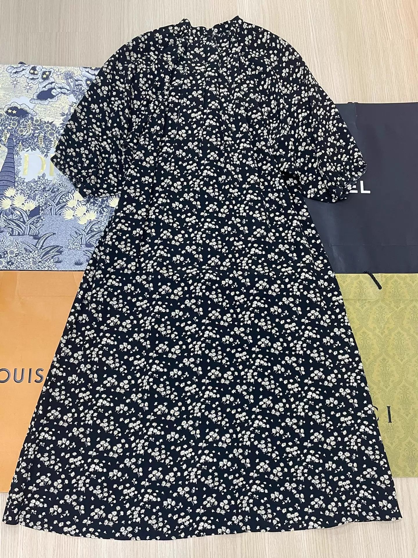 Celine Celine black floral long dress women's 38 Size XS / US 0-2 / IT 36-38 - 3 Thumbnail