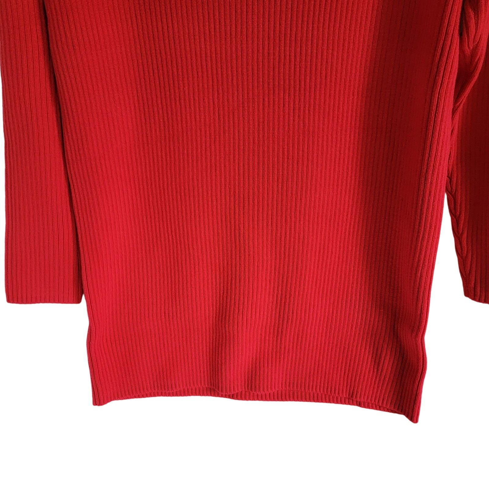 French Connection Red Ribbed Knit Turtleneck Sweater Dress Size Large Size L / US 10 / IT 46 - 6 Thumbnail