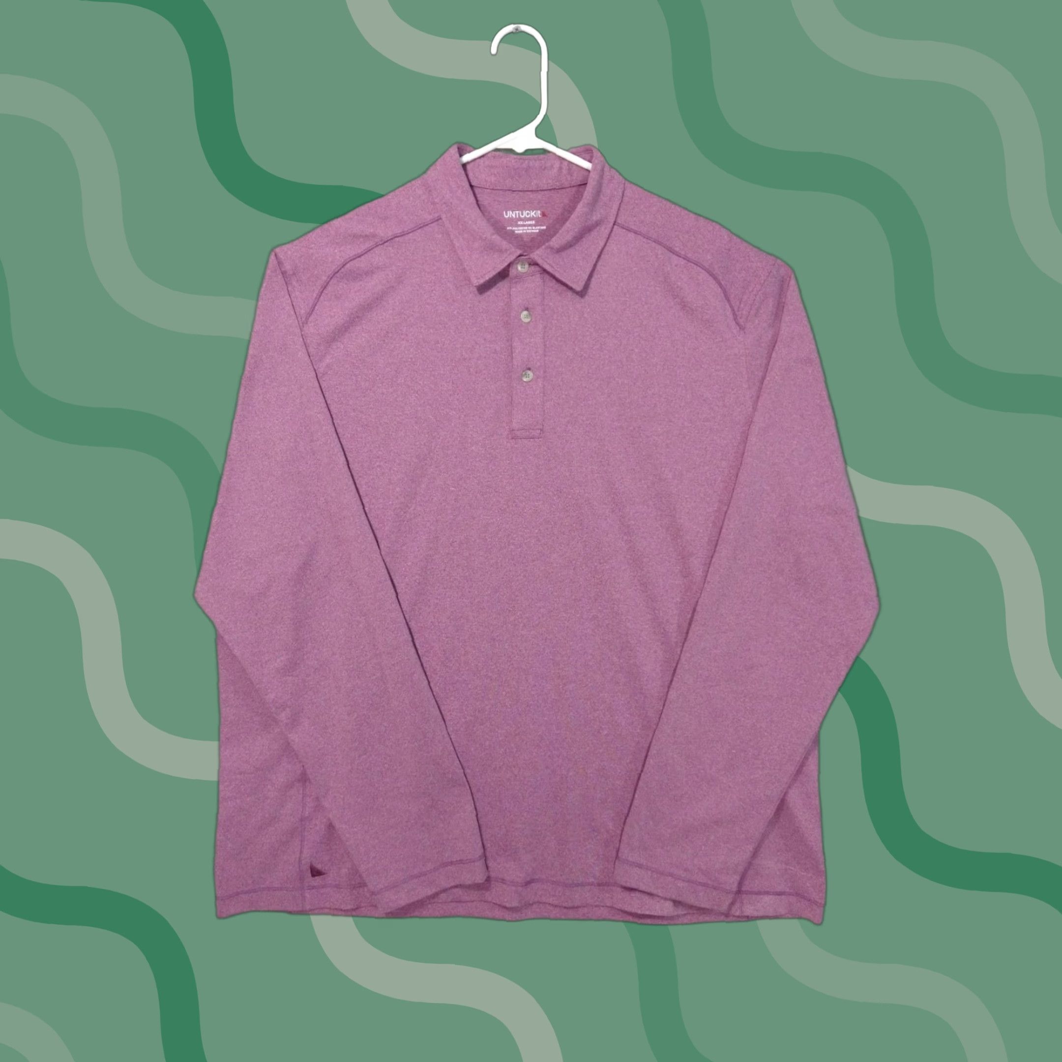 UNTUCKit UNTUCKit Polo Shirt Mens 2XL Purple Long Sleeve Casual Preppy Clavidor Knit Polyester Solid Size US XXL / EU 58 / 5 - 1 Thumbnail