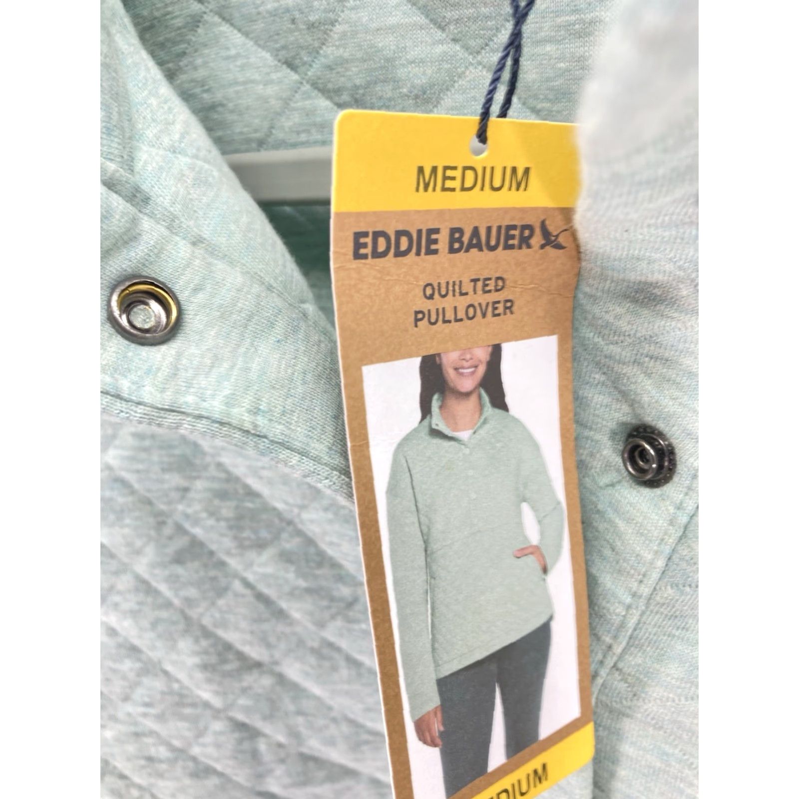 Eddie Bauer VINTAGE Eddie Bauer Quilted Sweater Women M Green Long Sleeve Pullover Cotton Blend Mock Neck Solid Quilted Mens Ladies Size M / US 6-8 / IT 42-44 - 4 Thumbnail