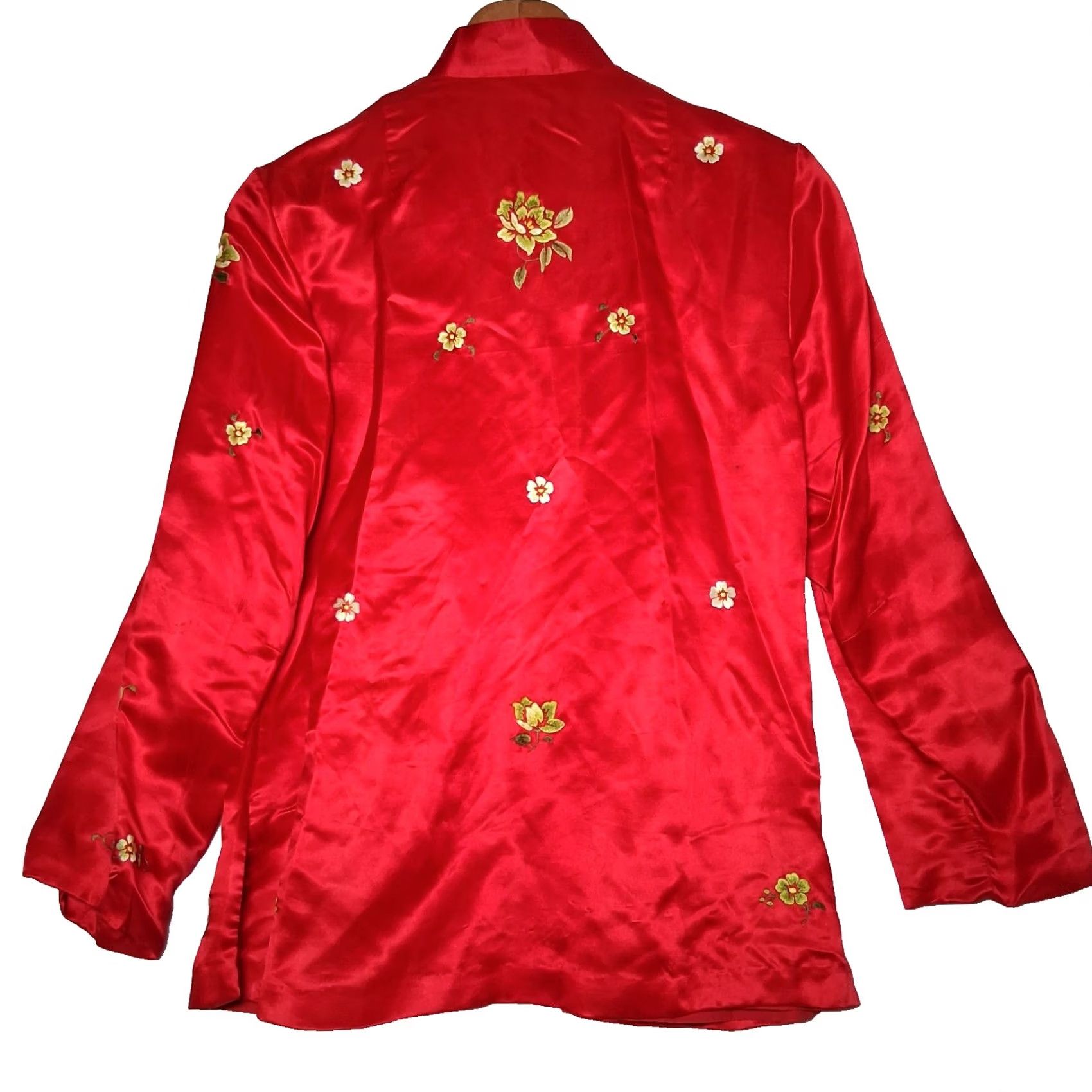 Vintage VINTAGE Asian Silk Jacket Women 34 Red Floral Embroidered Lined Traditional Ethnic READ Size XXS / US 00 / IT 34 - 2 Thumbnail