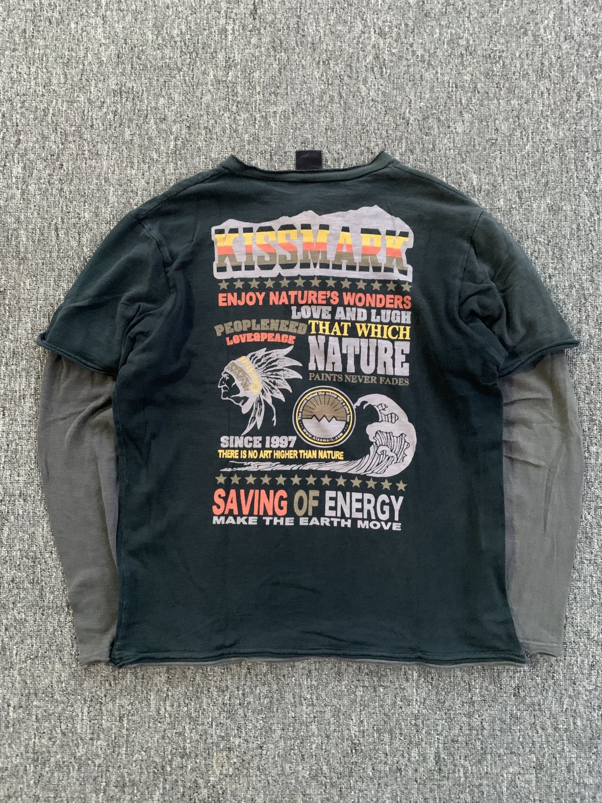 Japanese Brand Kissmark Double Layer Distressed Surfware Vintage LongSleeve Size US L / EU 52-54 / 3 - 4 Thumbnail