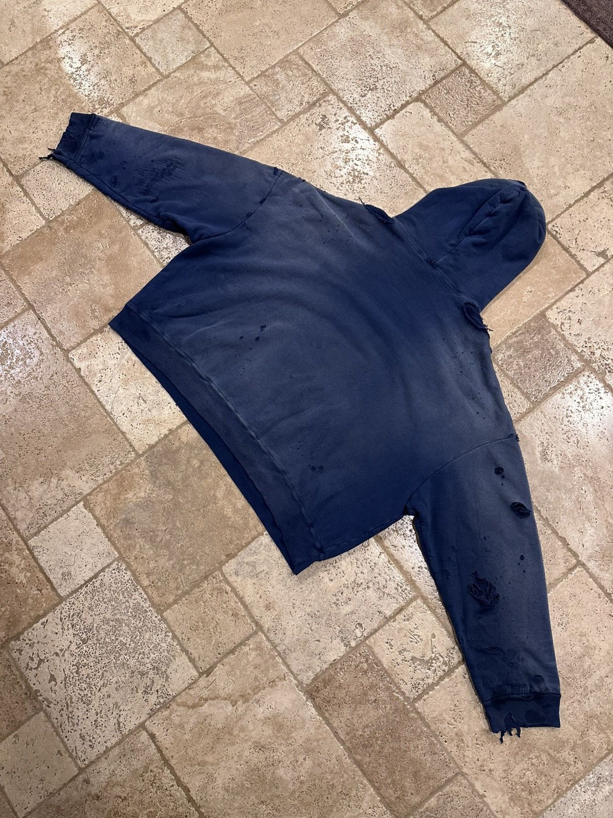 READYMADE Readymade Navy Washed Distressed Dirty Double Layered Hoodie Size US M / EU 48-50 / 2 - 12 Thumbnail