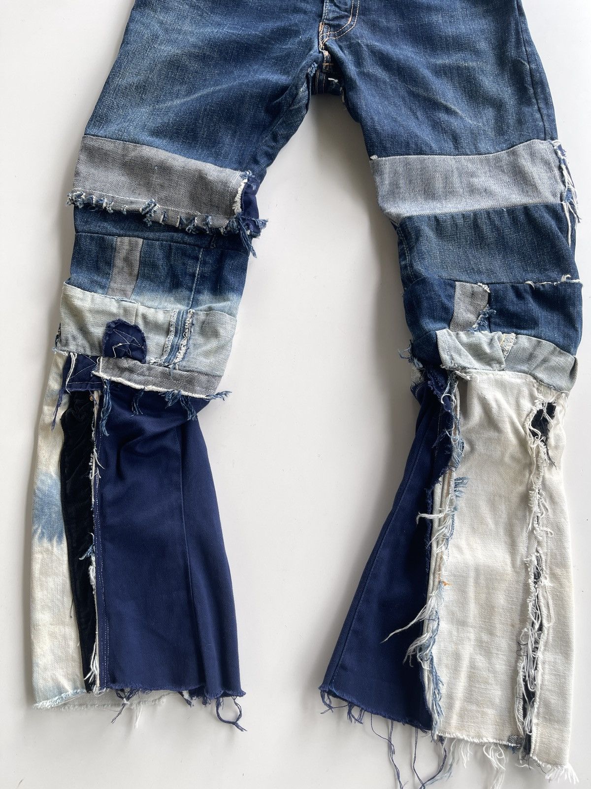Vintage Vintage WestRider Remake Patchwork Distressed Flare Size 29" - 4 Thumbnail
