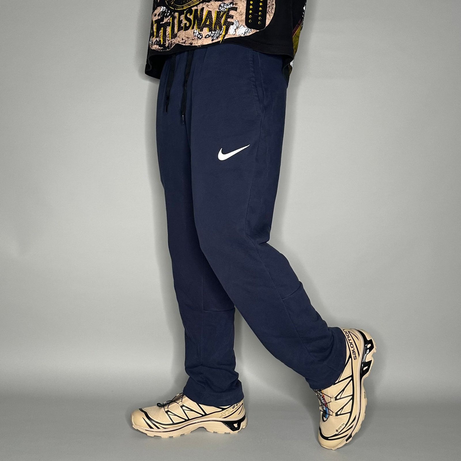 Vintage Y2K Nike Sweatpants Mens M Baggy Wide Leg Navy Blue