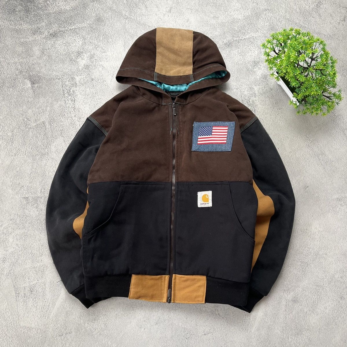 Carhartt Vintage Carhartt USA Flag distressed Reworked jacket Size US S / EU 44-46 / 1 - 1 Thumbnail