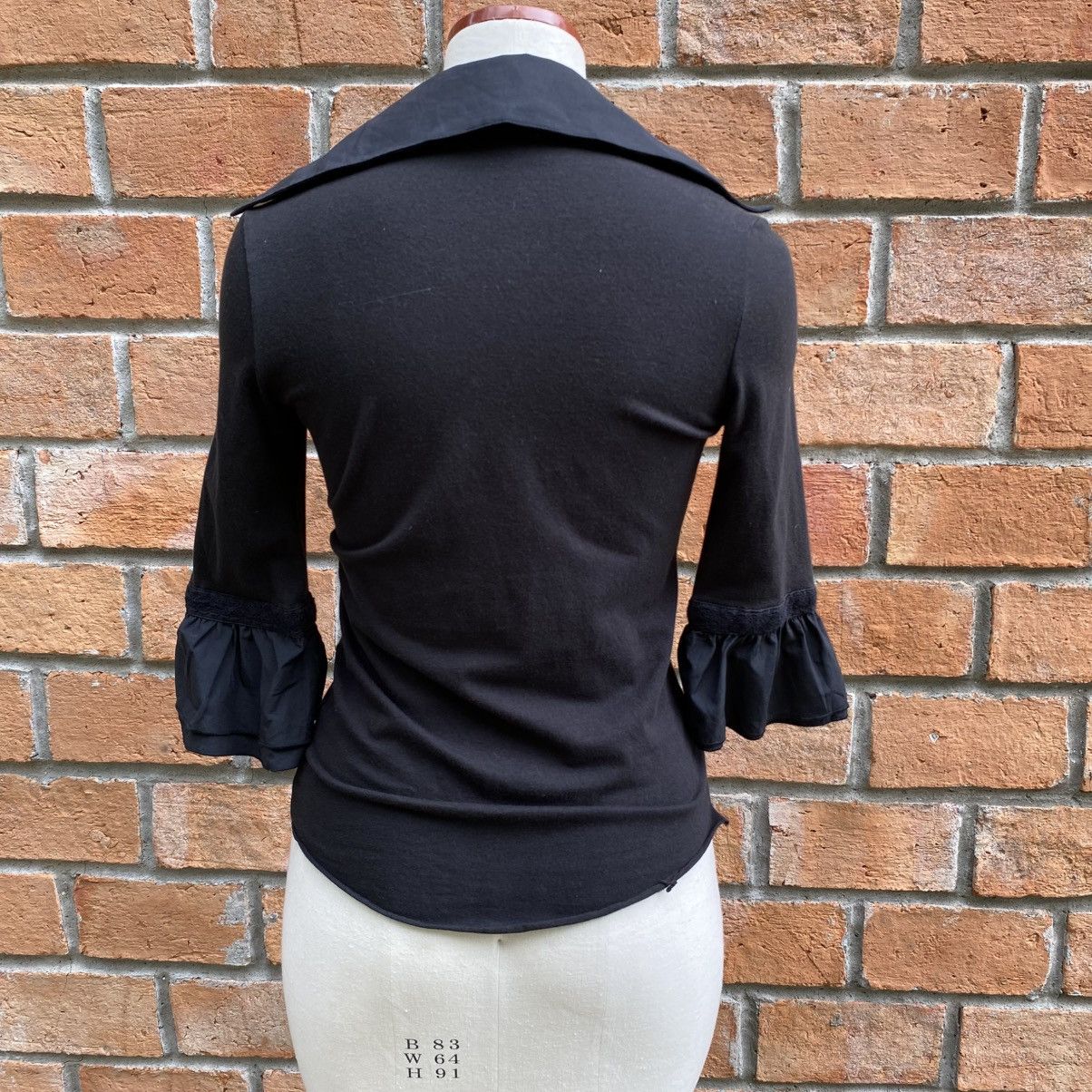 Designer × Japanese Brand Cook jeans Y2K Punk Black Ruffle Fitted Blouse Size M / US 6-8 / IT 42-44 - 23 Thumbnail