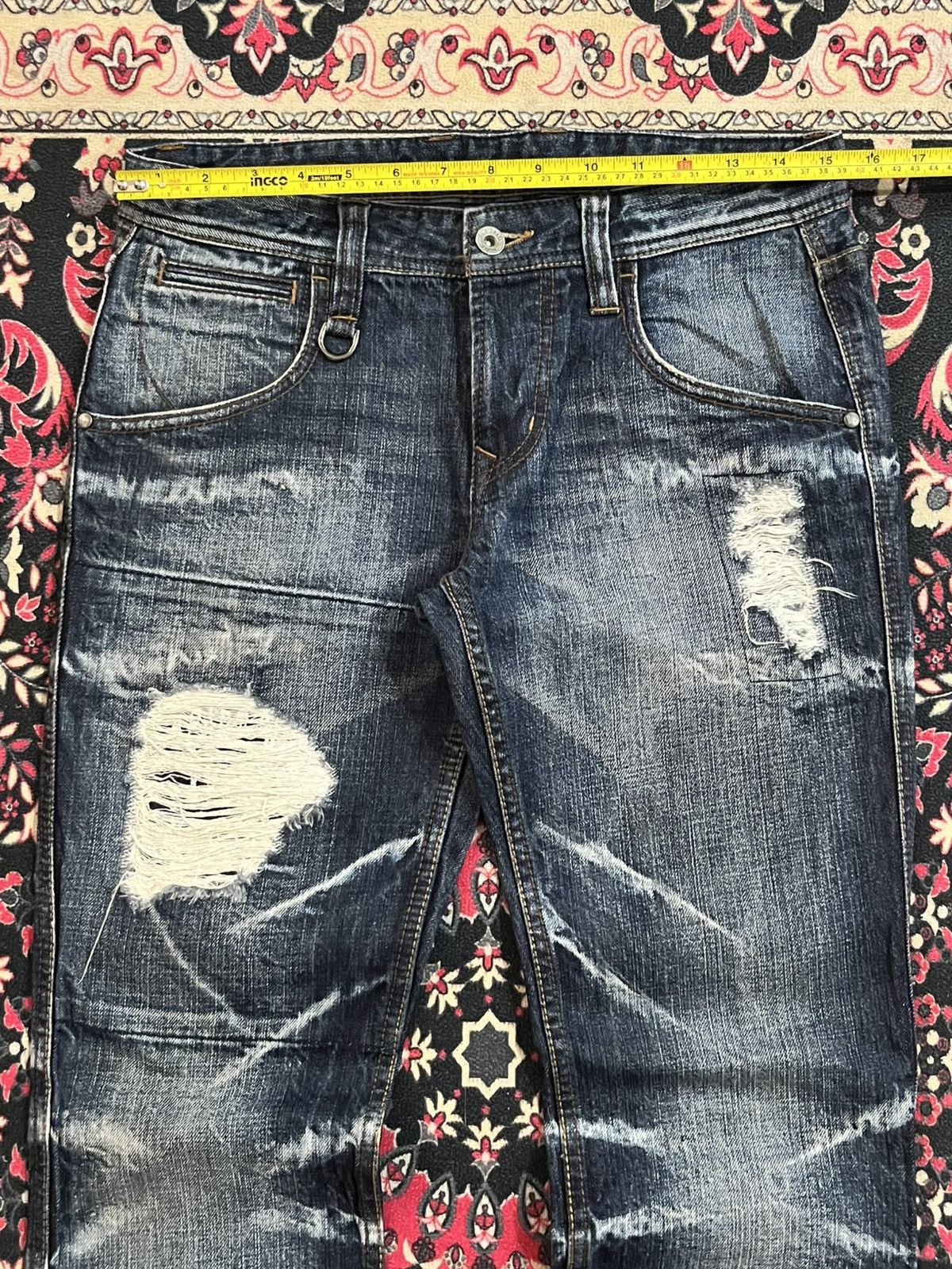 Number (N)ine Nicole Club Hideaways Dark Faded Washed Distress Flare Jeans Size US 30 / EU 46 - 11 Thumbnail