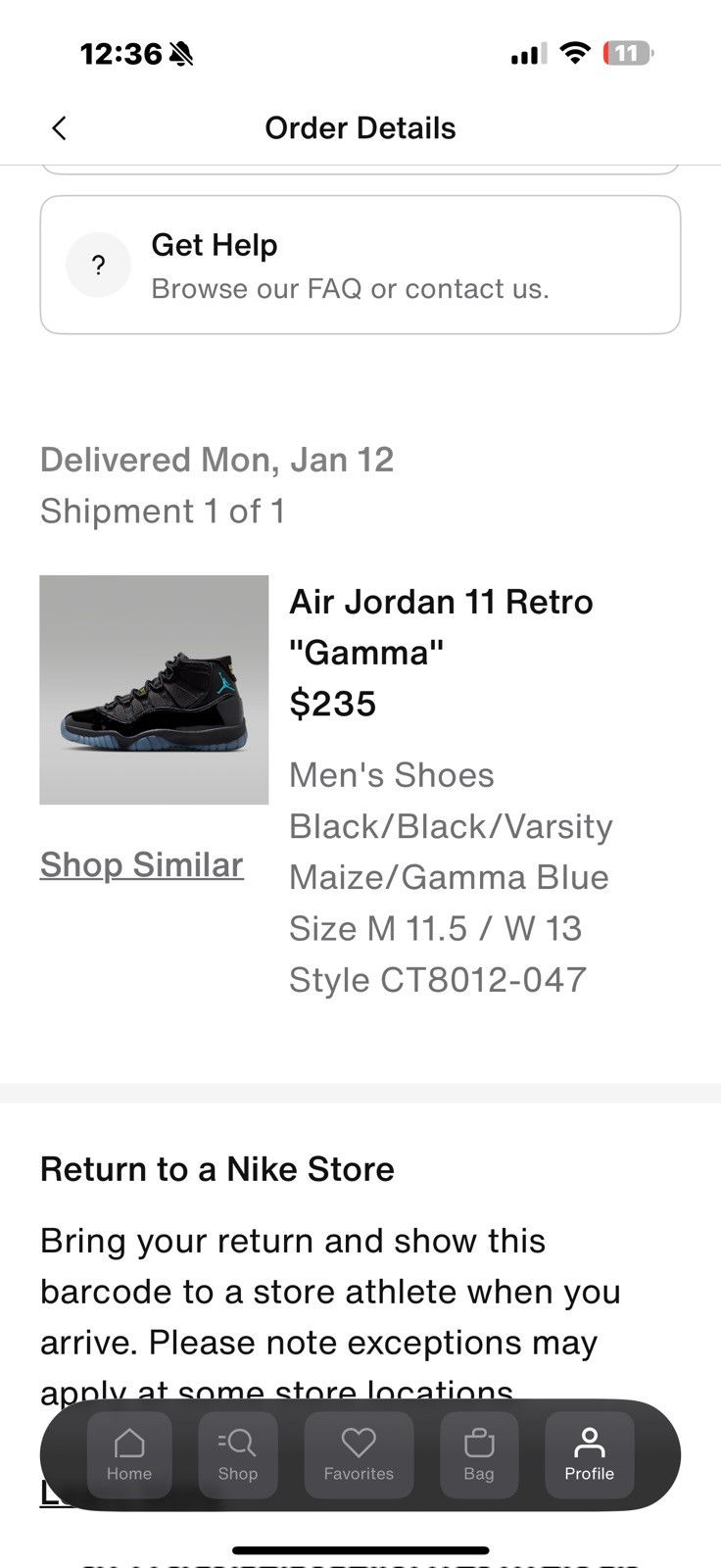 Jordan Brand Jordan 11 Gamma Size US 11.5 / EU 44-45 - 6 Thumbnail