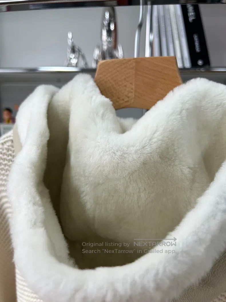 Loro Piana Loro Piana Cream White Lamb Fur Knit Jacket with Hood and Size S / US 4 / IT 40 - 6 Thumbnail