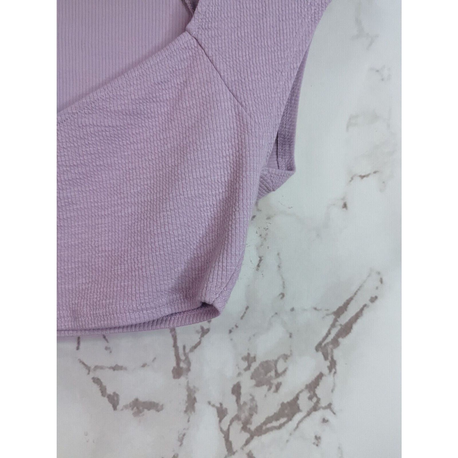 Zara Zara Crop Top Women Large Purple Ribbed Sweetheart Size L / US 10 / IT 46 - 4 Thumbnail