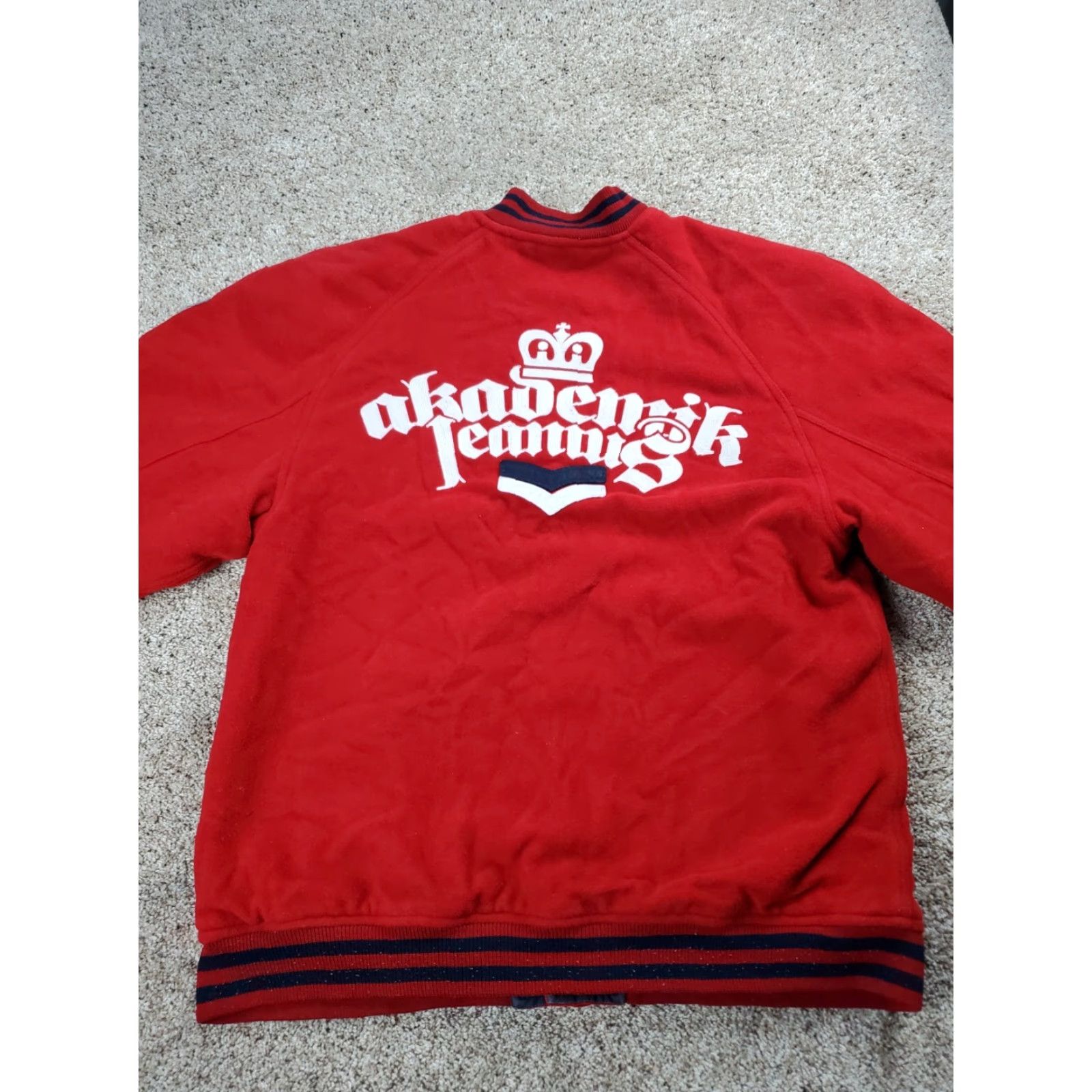 Akademiks VINTAGE Akademiks Varsity Jacket XL Mens Red Snap Front Stitched Wool Blend Y2K Size US XL / EU 56 / 4 - 7 Thumbnail