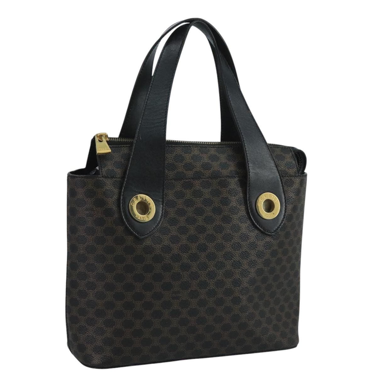 CELINE Macadam Canvas Hand Bag Pvc Black