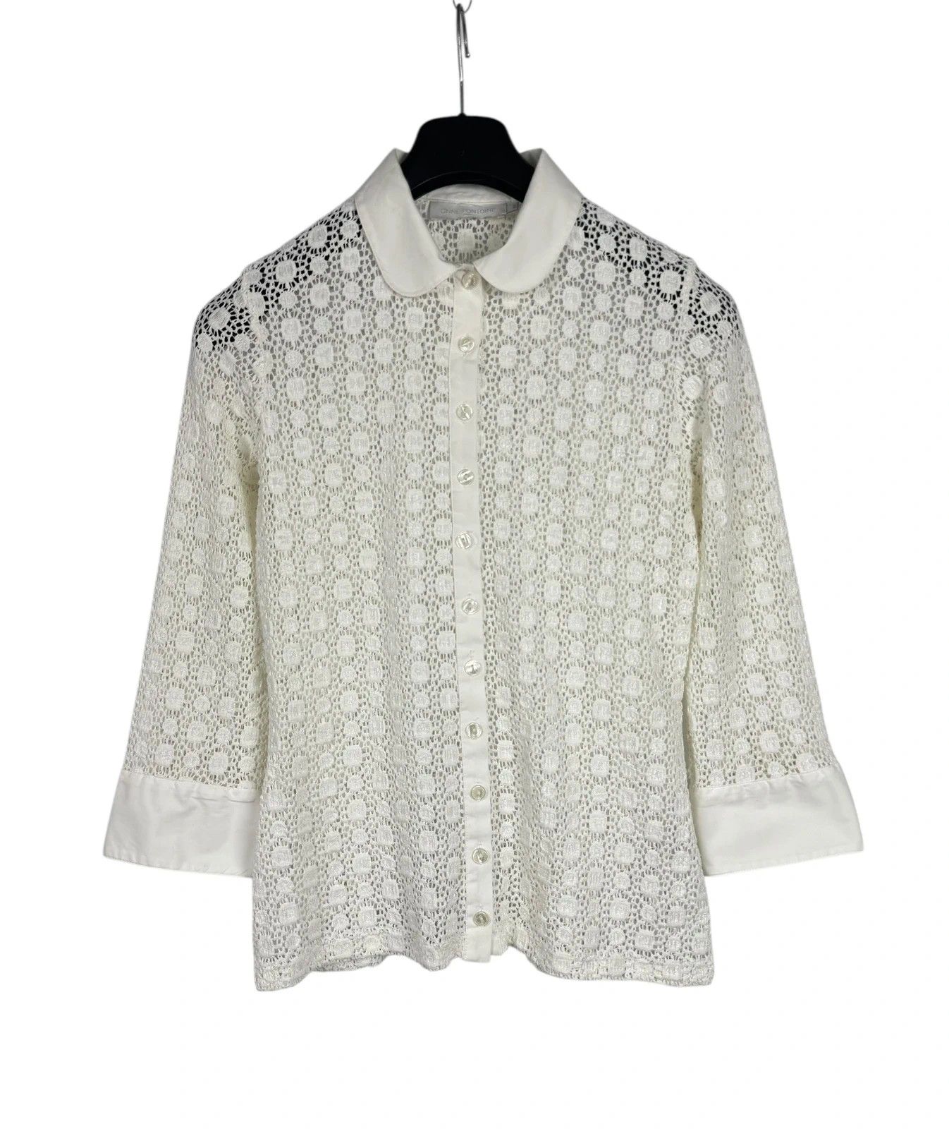 ANNE FONTAINE Anne Fontaine Regina Lace Crochet Button Up Blouse Size M / US 6-8 / IT 42-44 - 10 Thumbnail