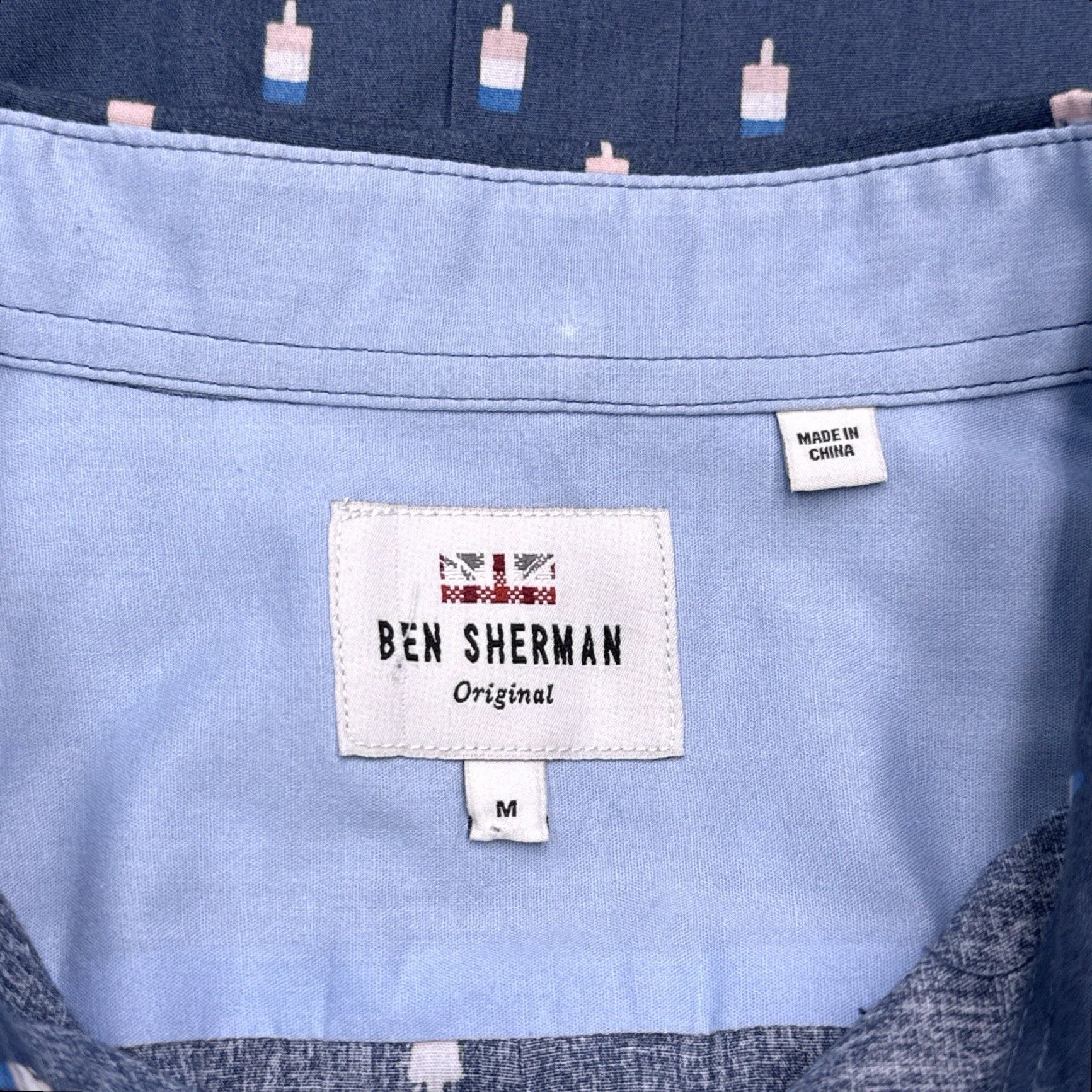 Ben Sherman Ben Sherman Shirt Mens M Blue Button-Up Summer Casual Ice Cream Solid Short Sleeve 90s? Size US M / EU 48-50 / 2 - 4 Thumbnail