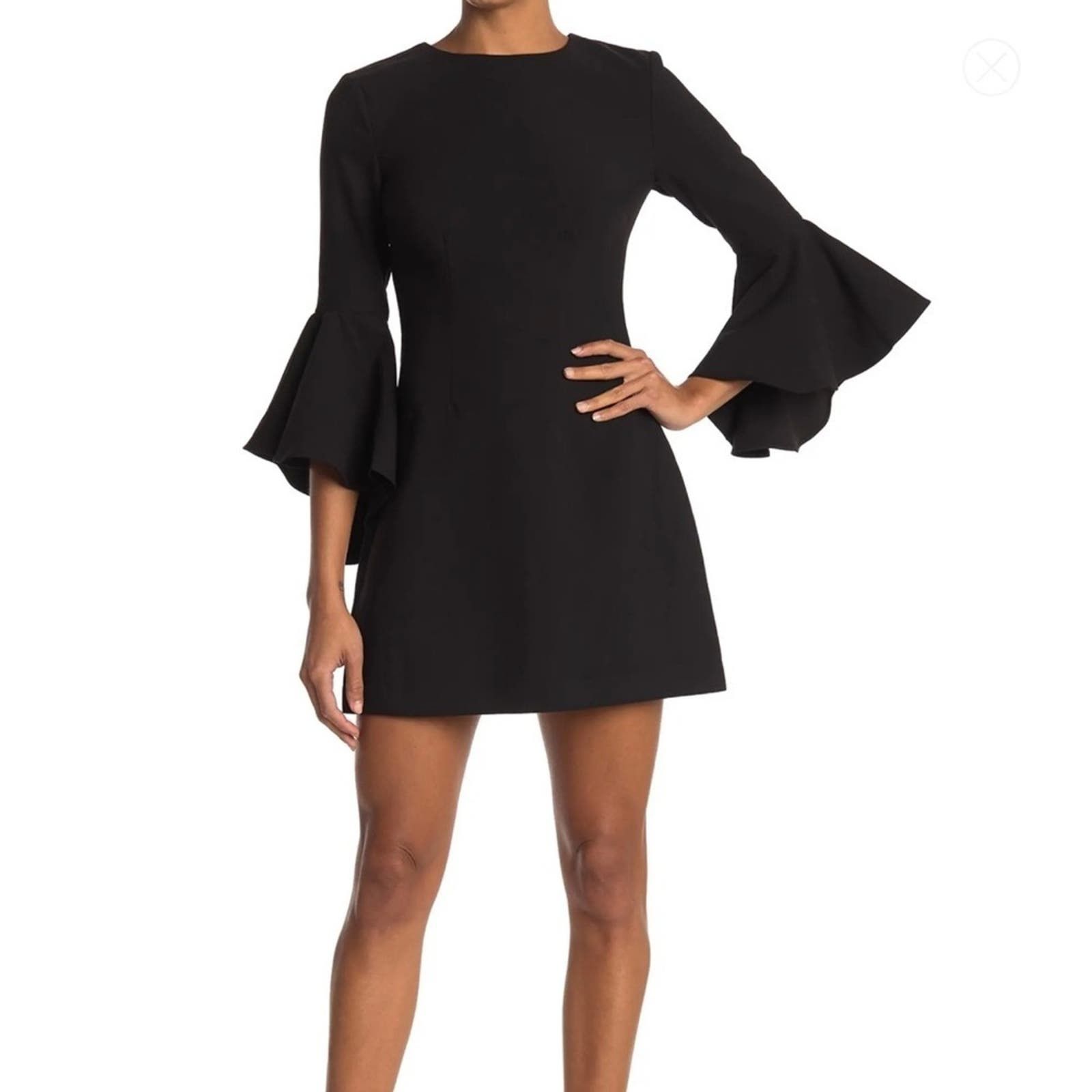 Image of Likely Mallory Bell Sleeve Mini Dress Black, Size 2, Women's