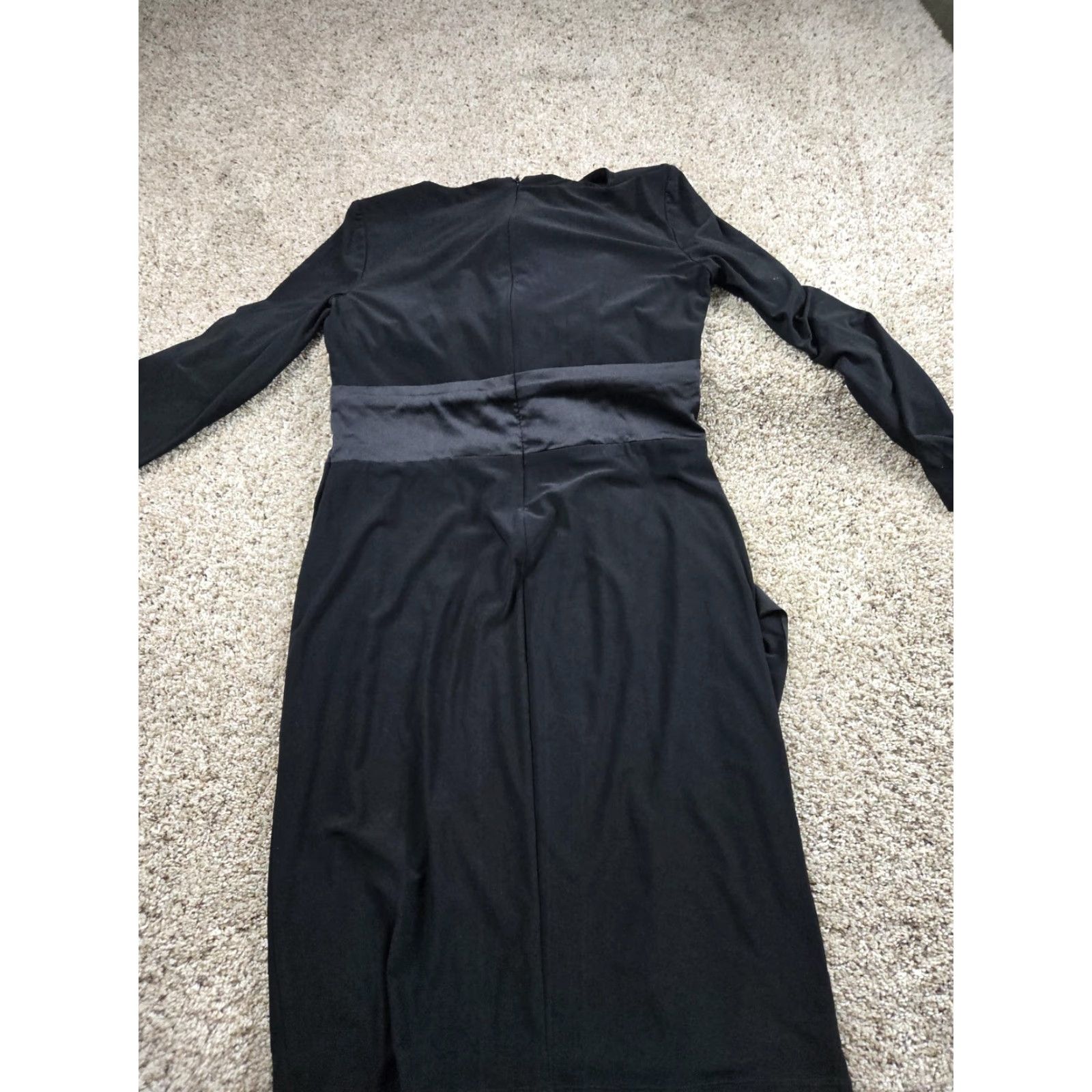 Ralph Lauren Lauren Ralph Lauren Dress Womens 10 Black Long Sleeve Faux Wrap Ruffle Sheath Dress Size L / US 10 / IT 46 - 6 Thumbnail