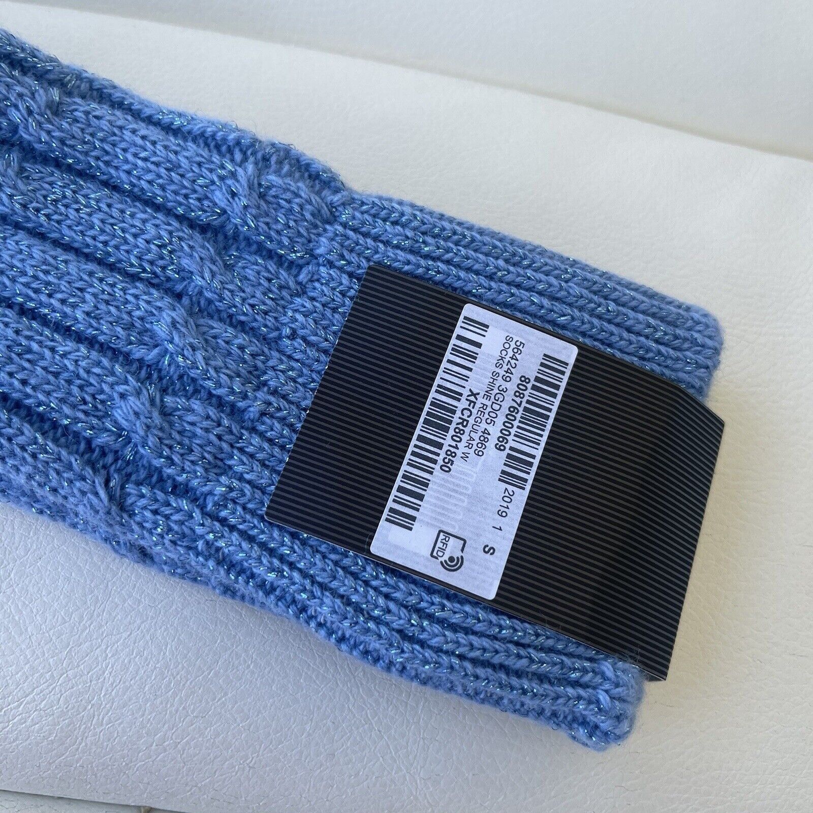 Gucci NWT Gucci Cable Knit Threaded Socks with Blue Lamé crafted i Size ONE SIZE - 3 Thumbnail