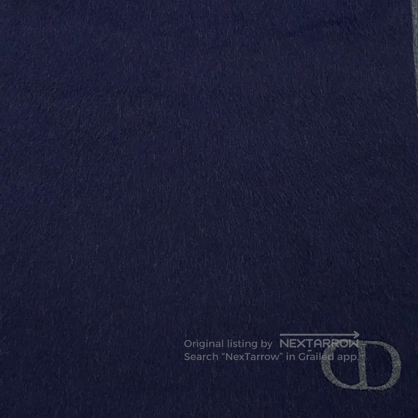 Dior Dior Dark Blue CD Letter Embroidered Silk Fringe Scarf| Size ONE SIZE - 2 Thumbnail