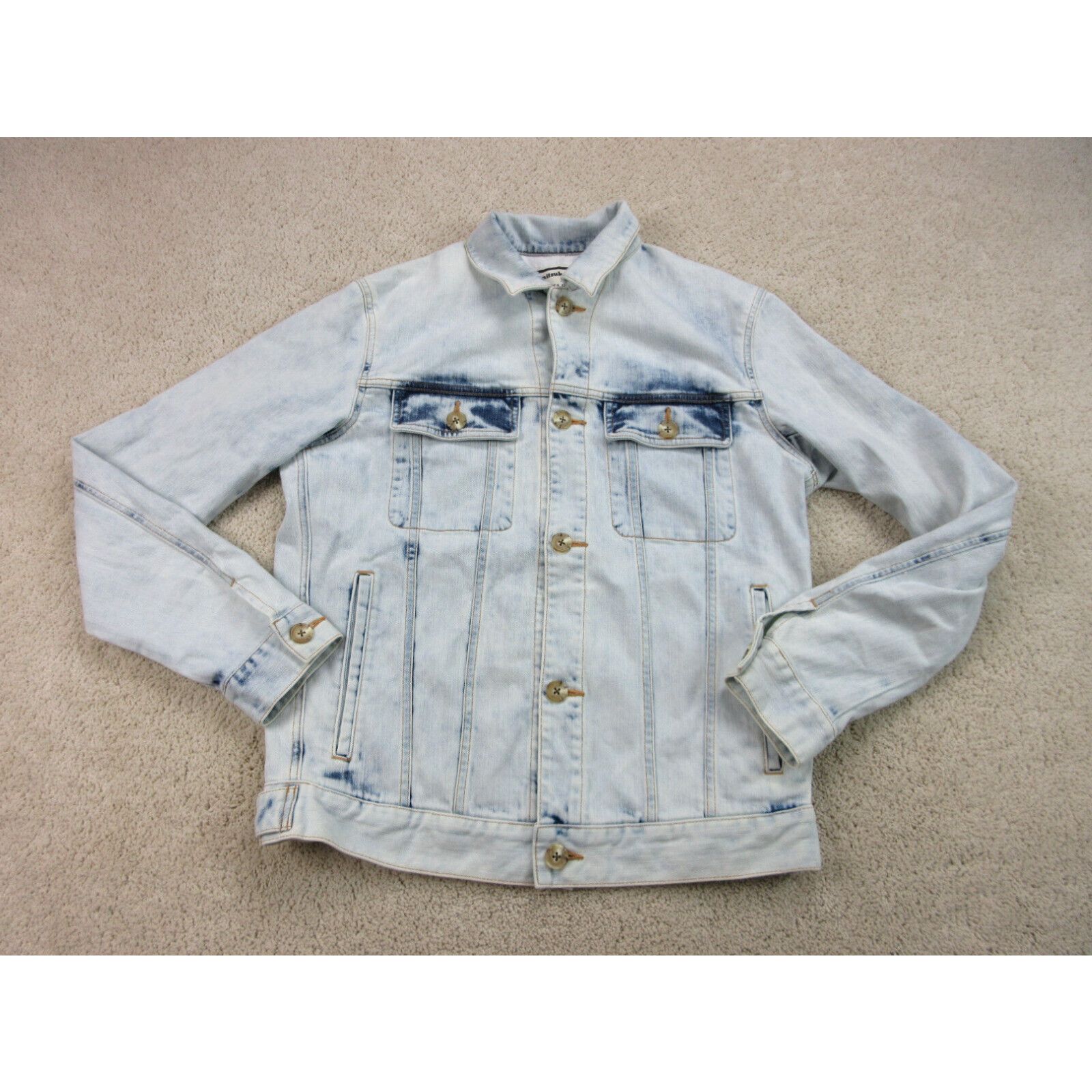image of Onitsuka Tiger Jacket Adult Large Blue Denim Pockets Andrea Pompilio Casual Mens in White