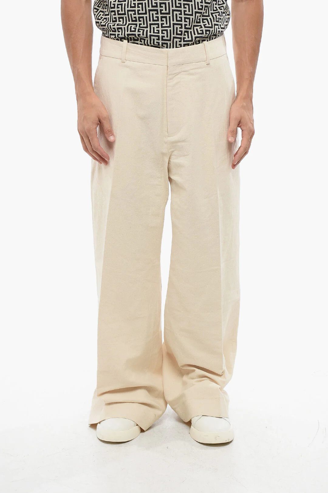 Balmain og1mm0326 Lightweight Cotton Loose-Fit Pant in Beige Size US 34 / EU 50 - 1 Thumbnail
