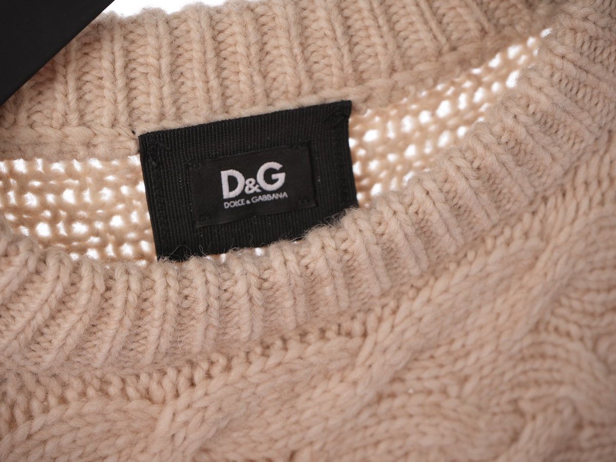 Dolce & Gabbana DOLCE & GABBANA Heavy Knitted Wool Beige Cable Sweater Size US L / EU 52-54 / 3 - 3 Thumbnail