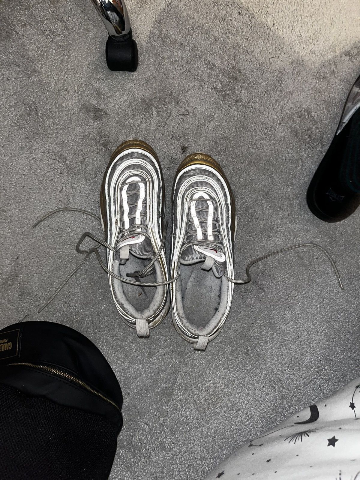 Nike Air max 97’ white and gold Size US 8 / EU 41 - 1 Thumbnail