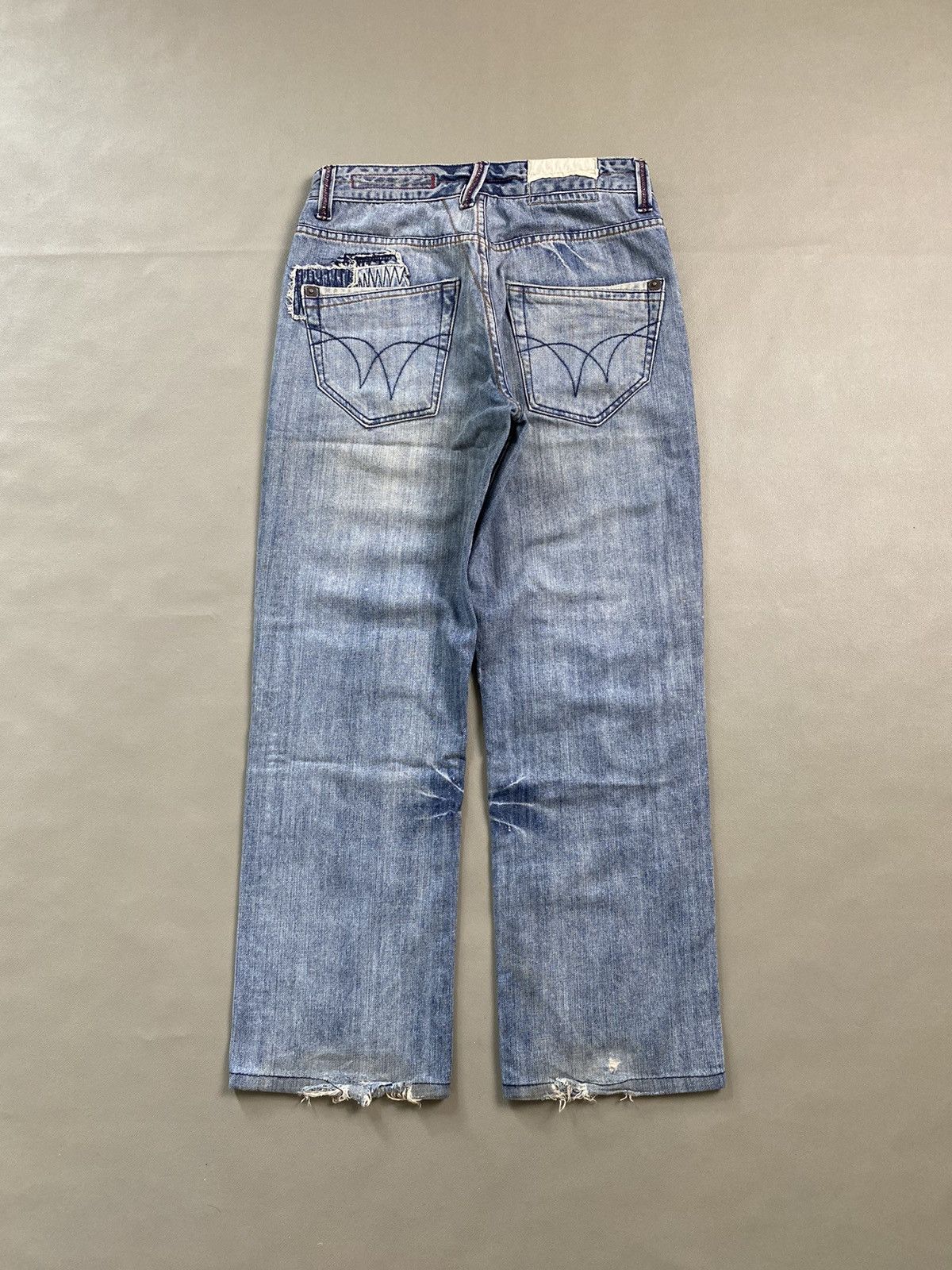 If Six Was Nine × Japanese Brand × Tornado Mart 2000s Tough Jeansmith Patchwork Distressed Denim Jeans Size US 32 / EU 48 - 2 Thumbnail