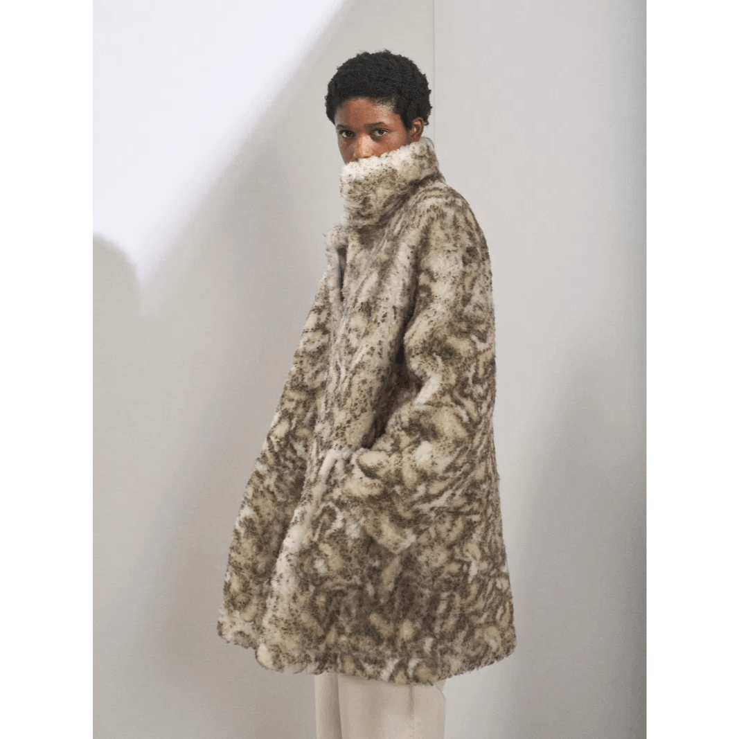 RAEY Raey Wildcat Print Shearling Lambskin Car Coat Size L / US 10 / IT 46 - 4 Thumbnail