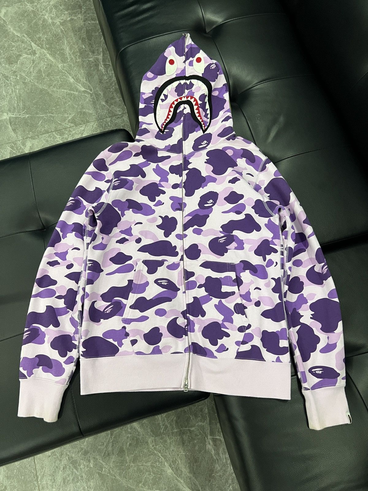 Bape A Bathing Ape Taipei Exclusive Purple Camo Shark Zip Hoodie Size US XL / EU 56 / 4 - 1 Thumbnail