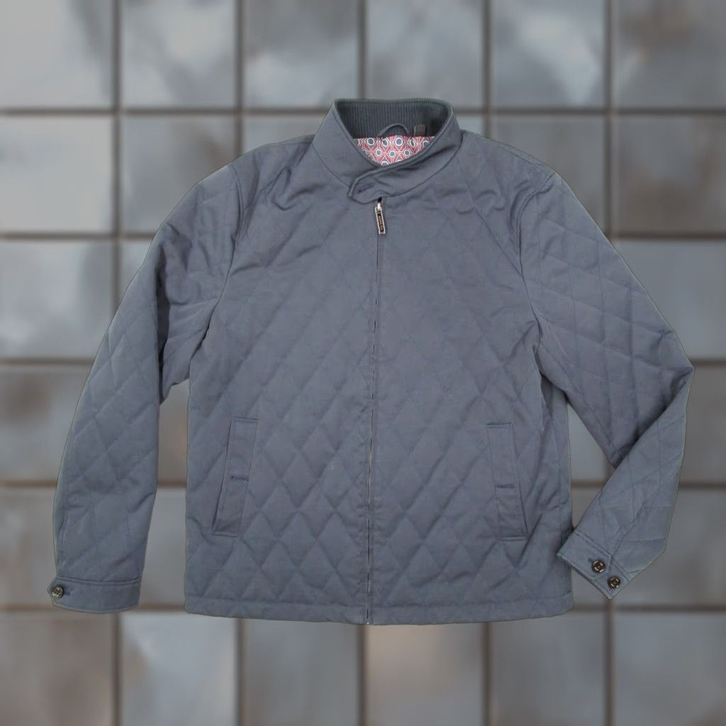 Ted Baker Jacket Mens 5 XL Blue Full Zip Quilted Bomber Noah Diamond Mens