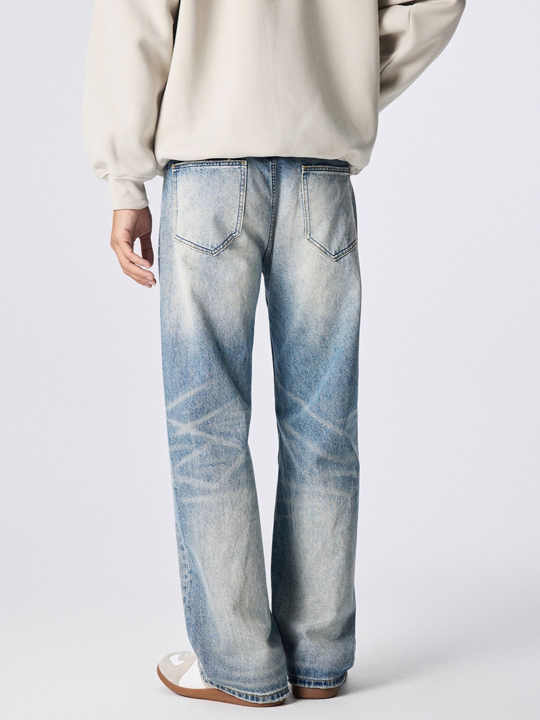 Japanese Brand Retro washed loose flared cleanfit whiskered jeans Size US 32 / EU 48 - 4 Thumbnail