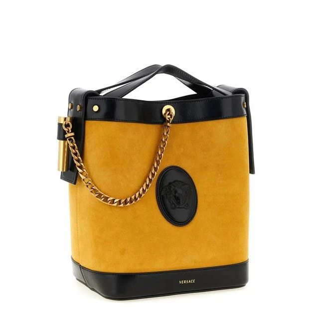 Versace VERSACE Pivot Small Yellow Suede Bucket Bag New & Authentic Size ONE SIZE - 3 Thumbnail