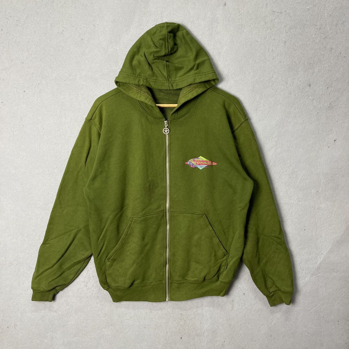 O'Neill 90s O’Neill Embroidered Logo Zip Hoodie Olive Green Size US L / EU 52-54 / 3 - 1 Thumbnail