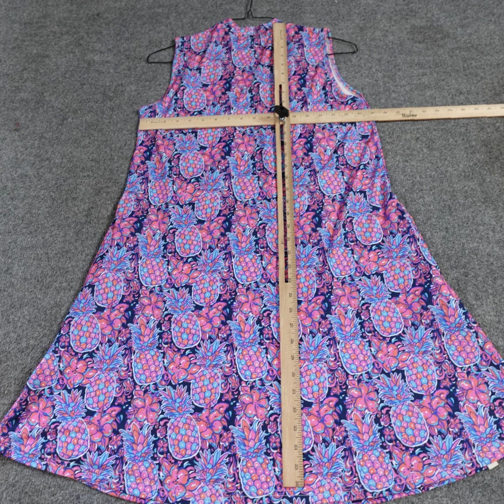 Vintage Simply Southern Dress Midi A-Line Sleeveless Blue Pineapples XS? Size M / US 6-8 / IT 42-44 - 4 Thumbnail