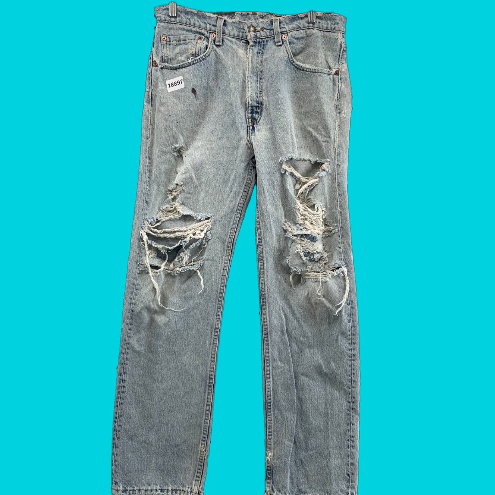 Levi's VINTAGE Levi's 505 Jeans Adult Men 31x29 Blue Distressed Straight Leg Regular Fit USA 90s Mens Size US 31 - 1 Thumbnail