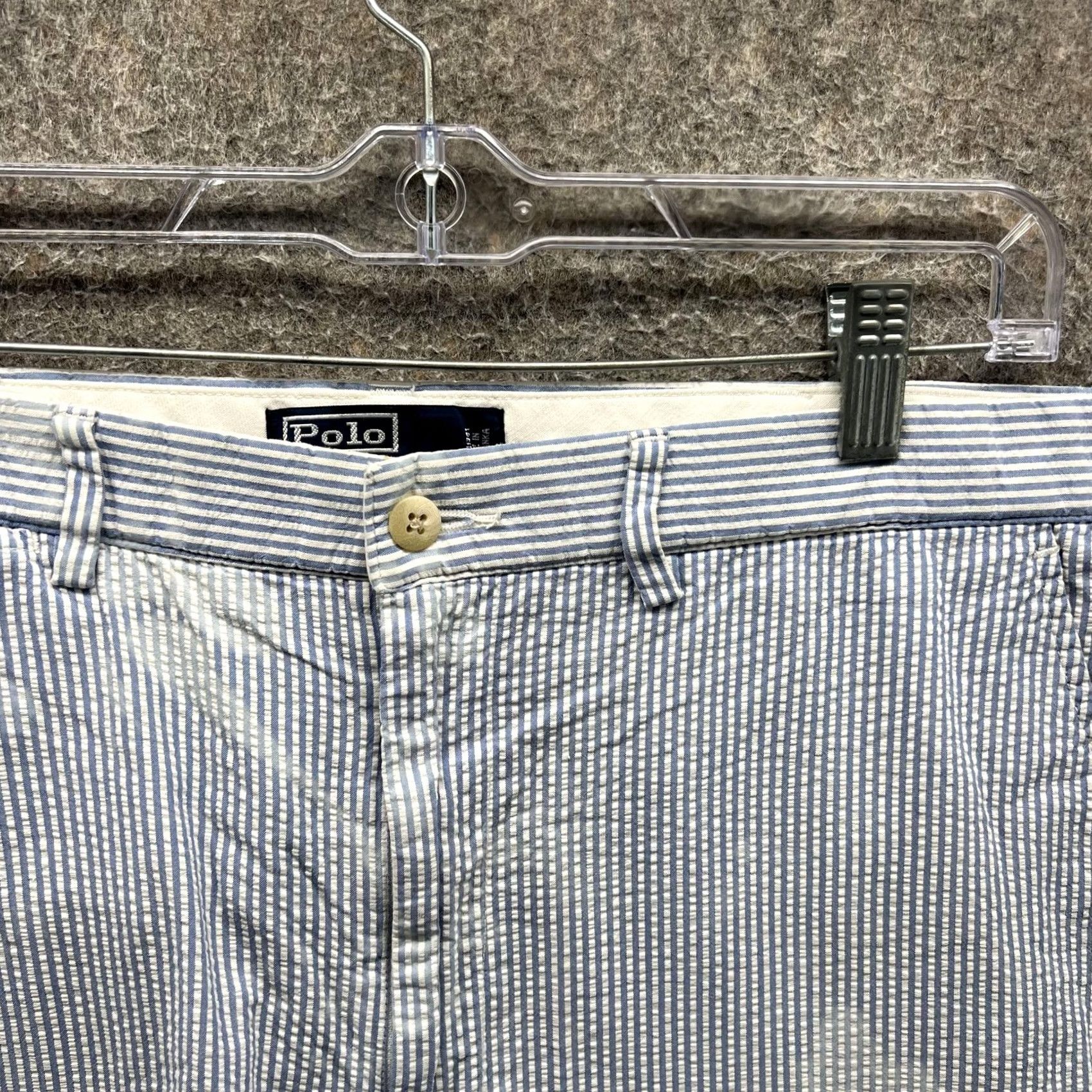 Polo Ralph Lauren Polo Ralph Lauren Shorts Mens 35 Blue Striped Seersucker Cotton Chino 9 Inseam Size US S / EU 44-46 / 1 - 6 Thumbnail