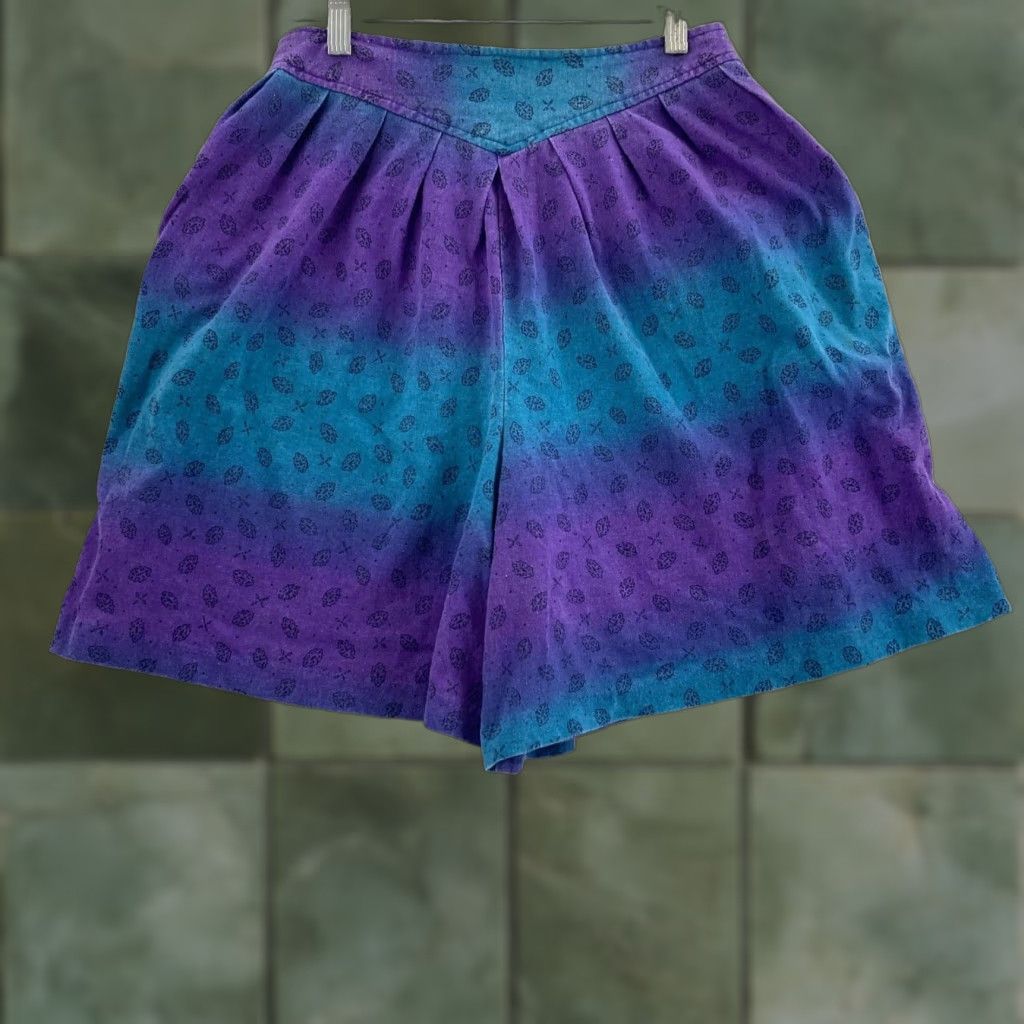 Vintage MS. Paquette Women's Large Blue Floral High Rise Shorts Size 36" / US 14 / IT 50 - 1 Thumbnail