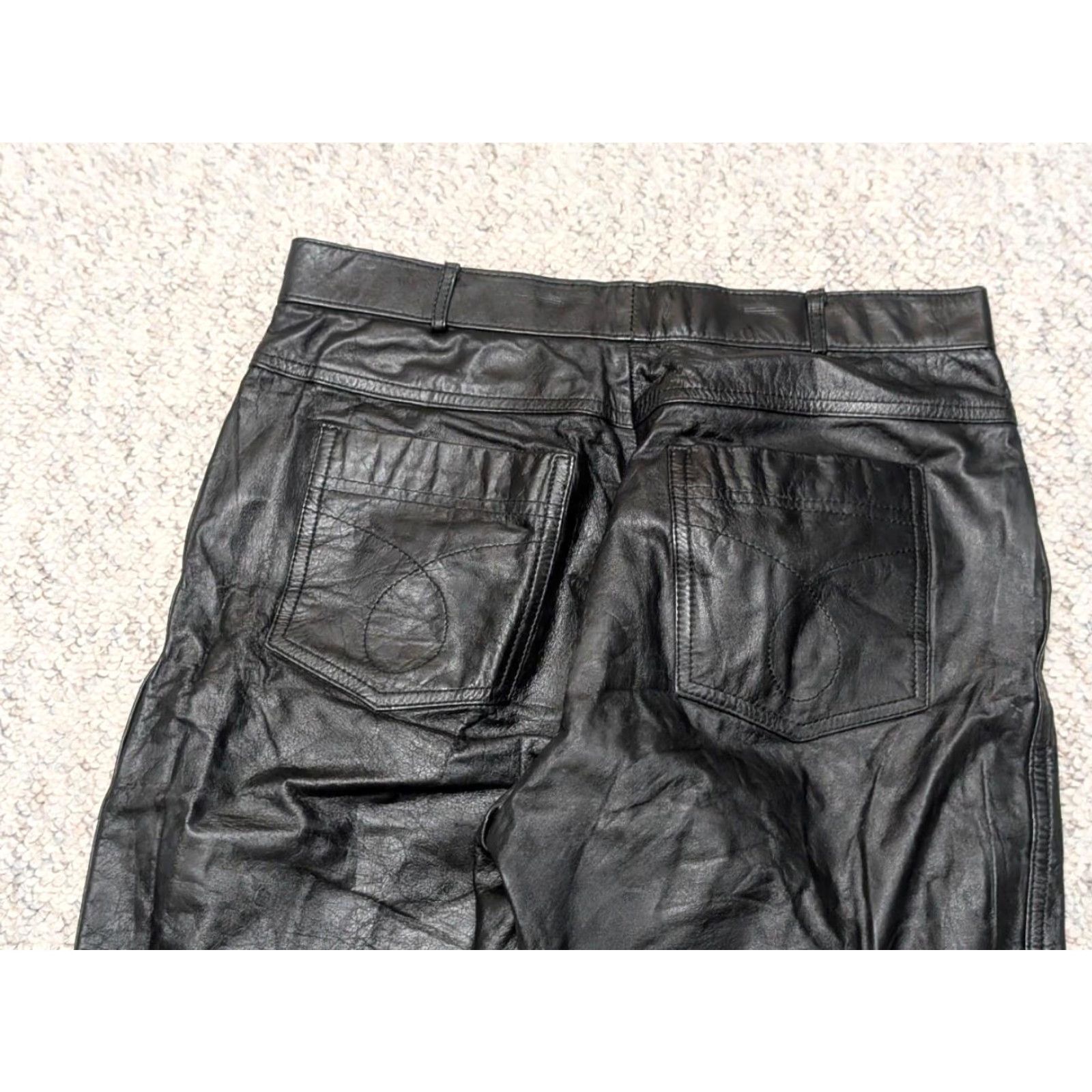 Vintage VINTAGE motorcycle leather pants 28x32 black PUNK goth jeans Mens Size US 28 / EU 44 - 6 Thumbnail