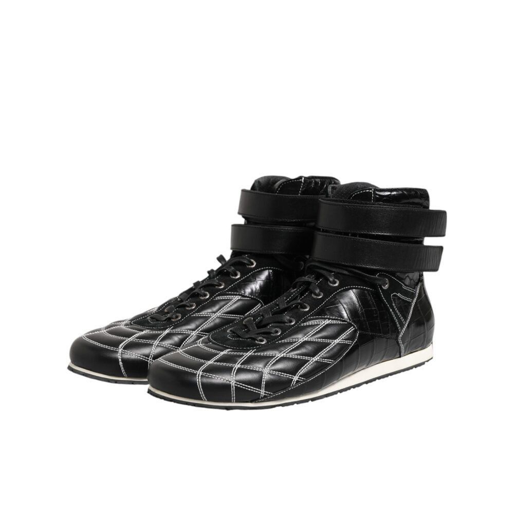 Dolce & Gabbana Dolce & Gabbana Black Quilted Leather Lace Up Sneakers Shoes Size US 11 / EU 44 - 4 Thumbnail